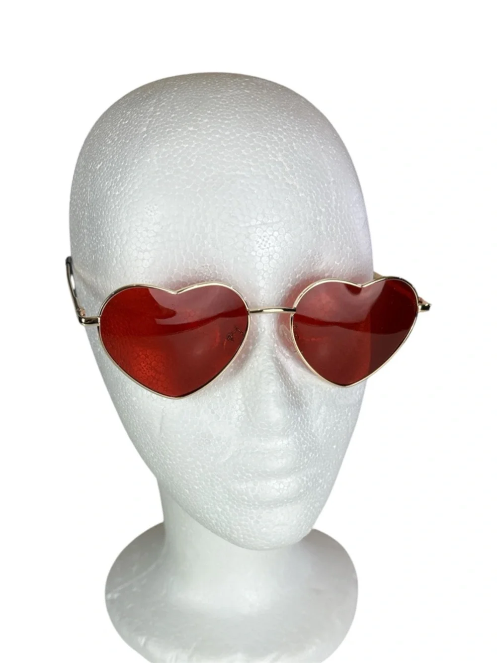 Women’s Boho hippie Gold Frame translucent Red Heart-Shaped Sunglasses - Picture 9 of 11